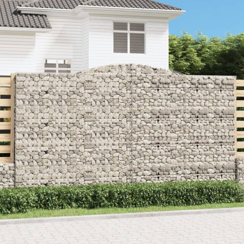 Cestas de gaviones 7 uds forma de arco hierro 400x50x220/240 cm VX-3147079
