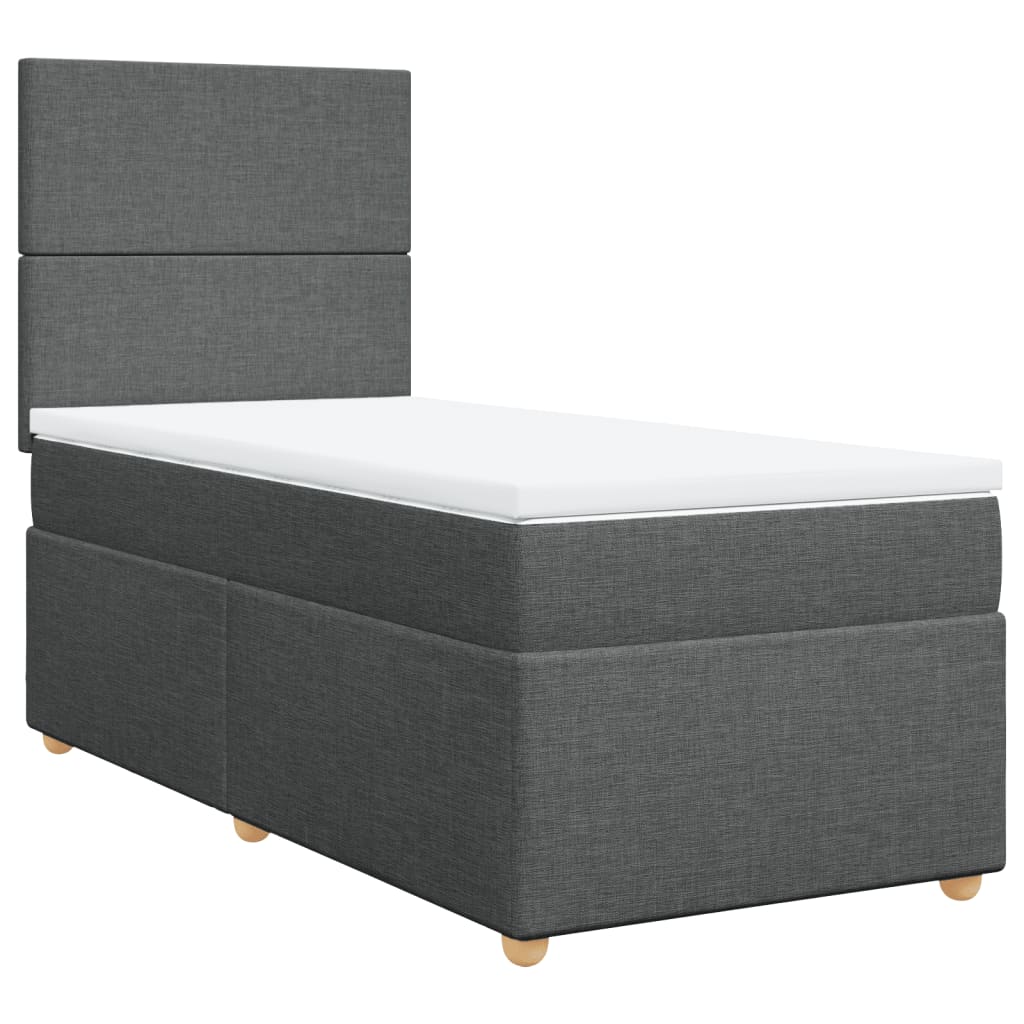 vidaXL Cama box spring con colchón tela gris oscuro 100x200 cm 8721102760679