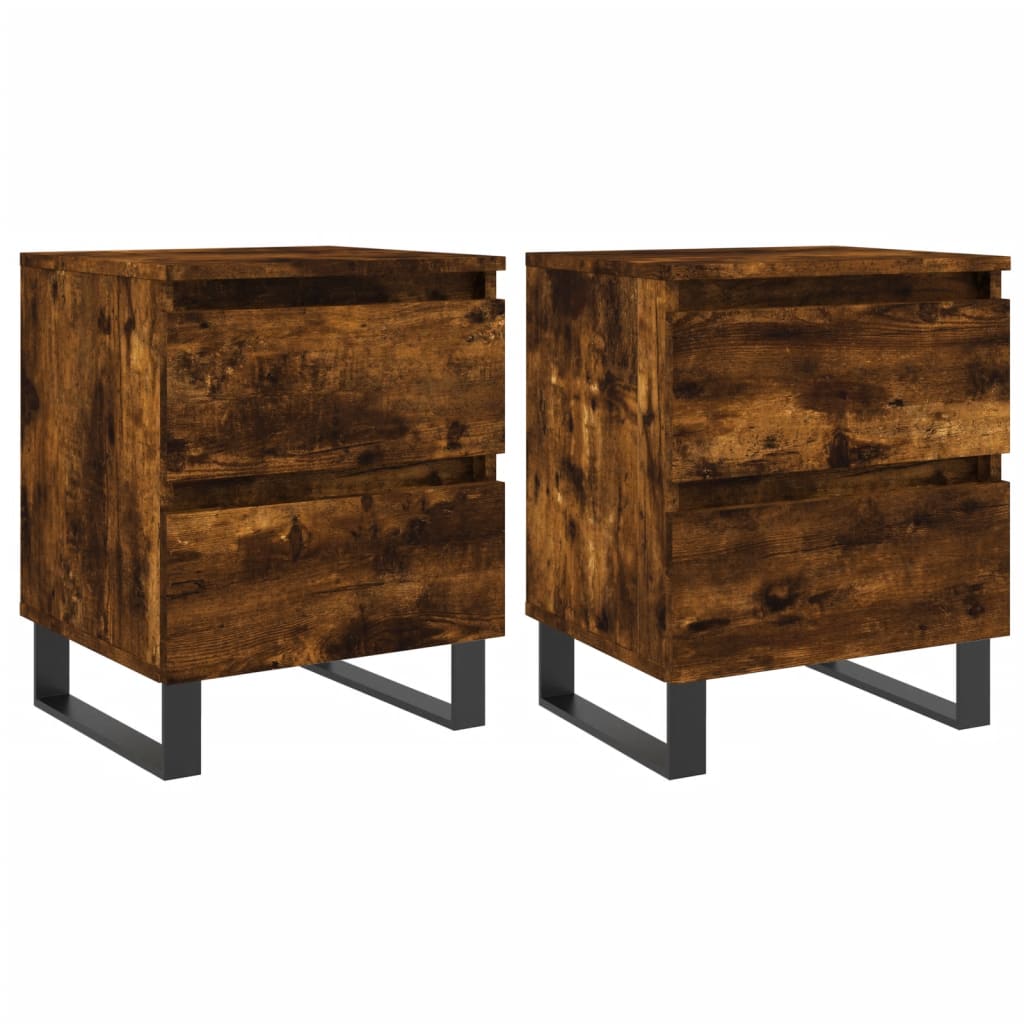 vidaXL Mesitas noche 2 uds madera ingeniería roble ahumado 40x35x50 cm 8720845905545
